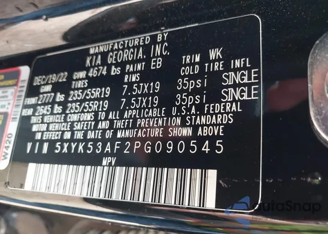 2023 Kia Sportage Sx-Prestige from USA, damaged, VIN 5XYK53AF2PG090545